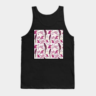 Ara Parrot Tropical Leaves Pink and Bordeaux Tank Top